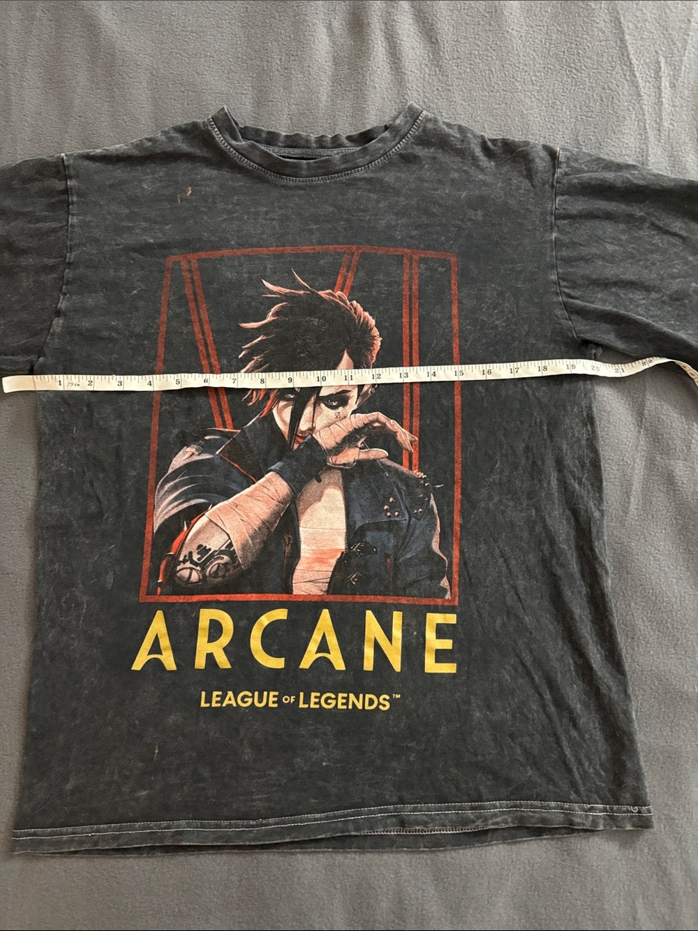 Arcane Vi Graphic Tee Black Acid Wash League of Legends Shirt Large - Picture 4 of 7